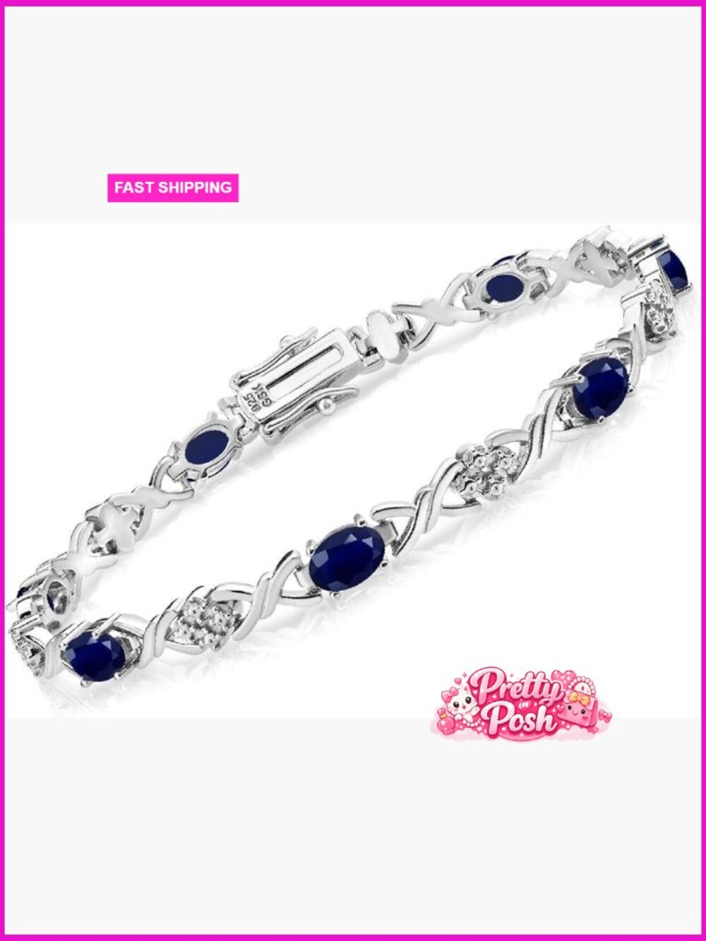 Infinity Link Birthstone Tennis Bracelet 925 Sterling Silver 7 Inch Oval